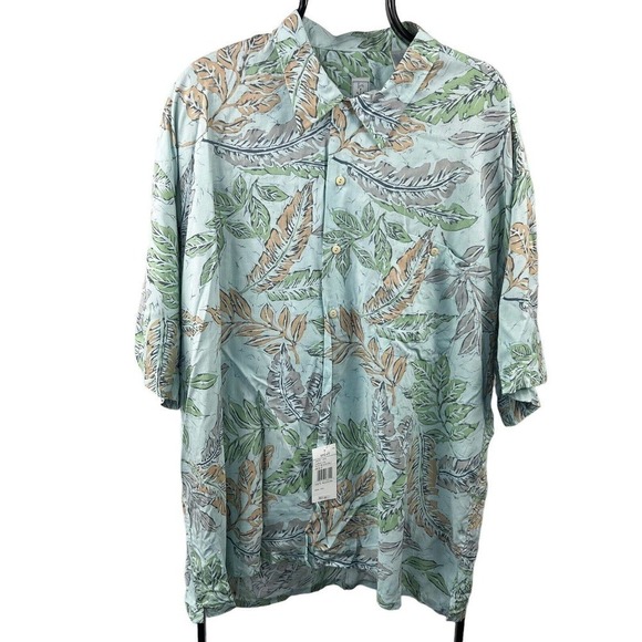 Burma Bibas Other - Burma Bibas Blue Short Sleeve Button-Down Shirt XXL NWT Tropical Leaves